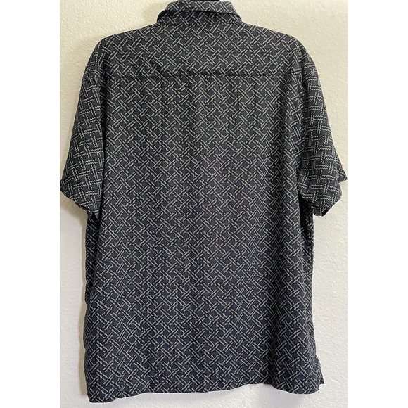 Nat Nast Luxury Originals Men's L Black Silk Shirt Geometric Zigzag Short Sleeve - Picture 4 of 6